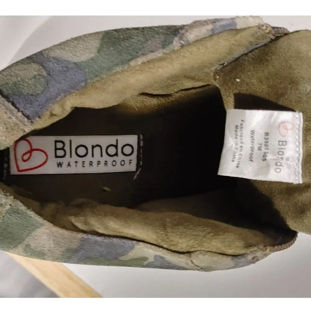 Blondo Glenda Waterproof Suede Camo Hidden Wedge Heels Sneakers Green Womens 7M